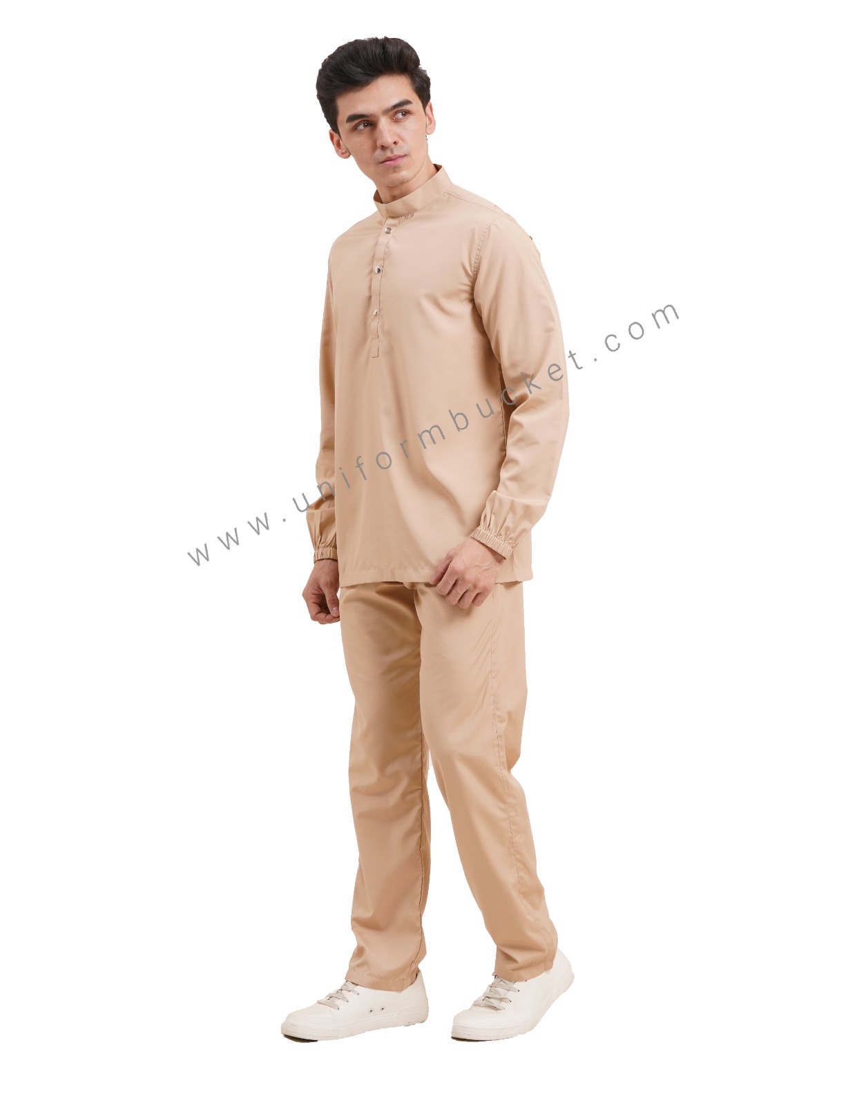 FOOD INDUSTRY COMFORTABLE  BEIGE  SHIRT WITH FULL SLEEVE BOTTOM ELASTIC thumbnail 2